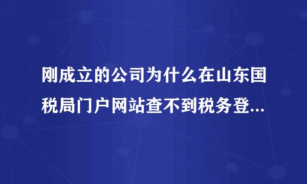 刚成立的公司为什么在山东国税局门户网站查不到税务登记信息?