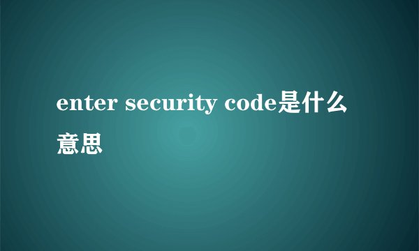 enter security code是什么意思