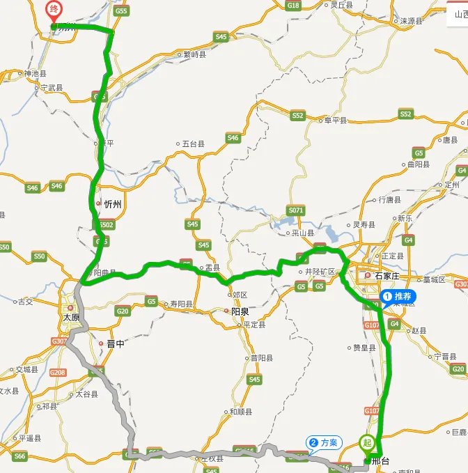 邢台至朔州怎么坐车地图路线