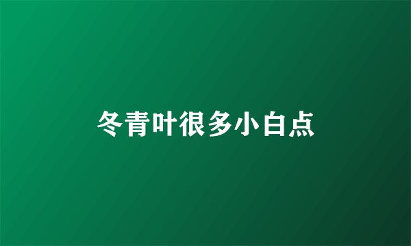 冬青叶很多小白点