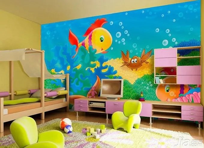 环保时尚 15款手绘墙儿童房效果图