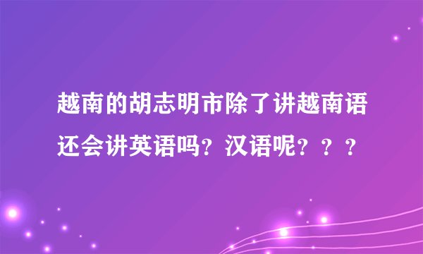 越南的胡志明市除了讲越南语还会讲英语吗？汉语呢？？？