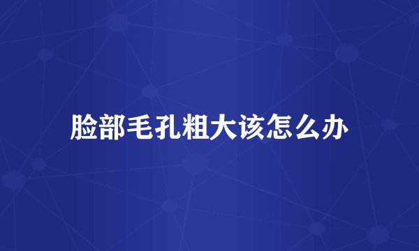 脸部毛孔粗大该怎么办