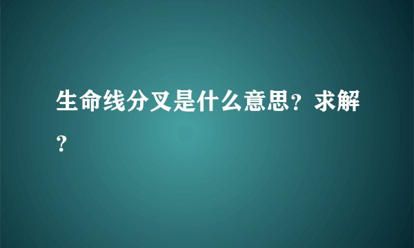 生命线分叉是什么意思？求解？