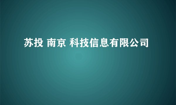 苏投 南京 科技信息有限公司