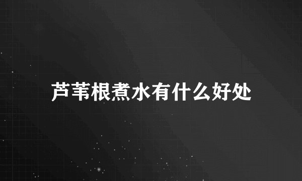 芦苇根煮水有什么好处