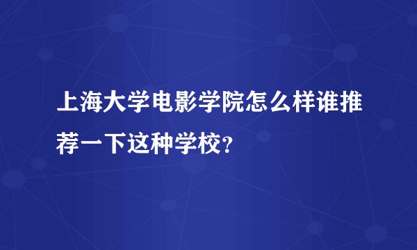 上海大学电影学院怎么样谁推荐一下这种学校？