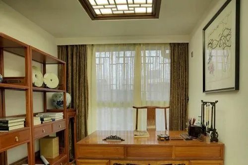 中式书房吊顶装修效果图 中式书房吊顶这样装