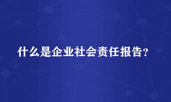 什么是企业社会责任报告？