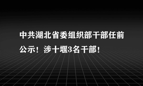 中共湖北省委组织部干部任前公示！涉十堰3名干部！