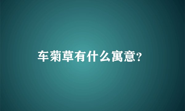 车菊草有什么寓意？
