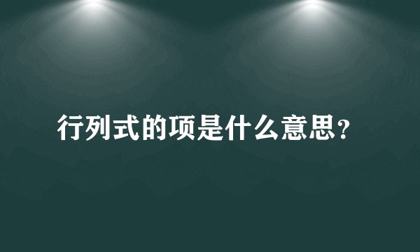 行列式的项是什么意思？