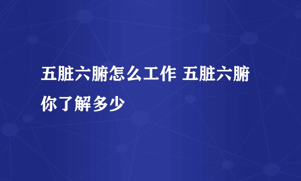 五脏六腑怎么工作 五脏六腑你了解多少