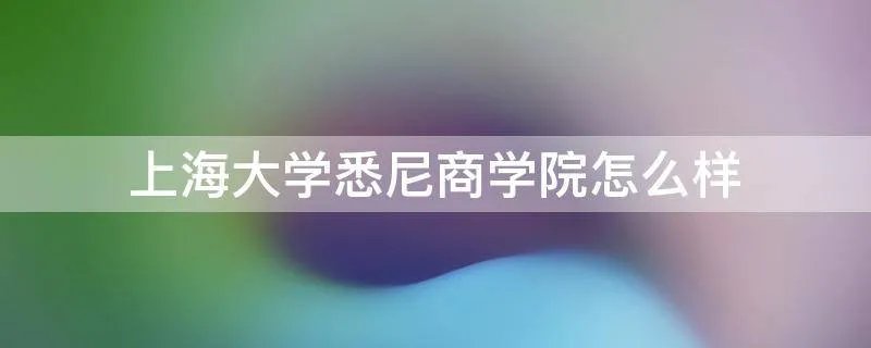 上海大学悉尼商学院怎么样
