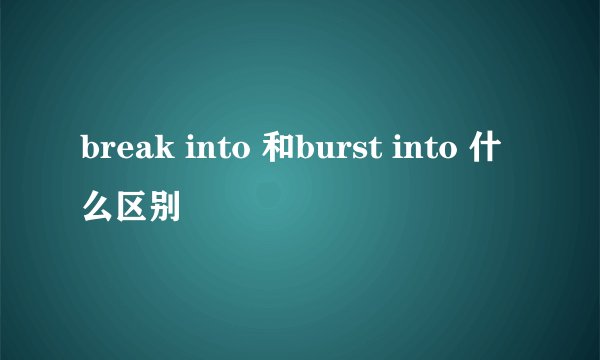break into 和burst into 什么区别