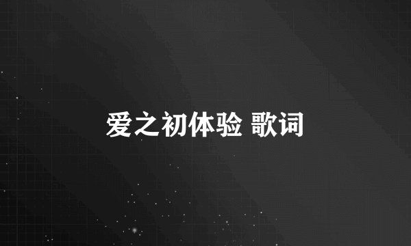 爱之初体验 歌词