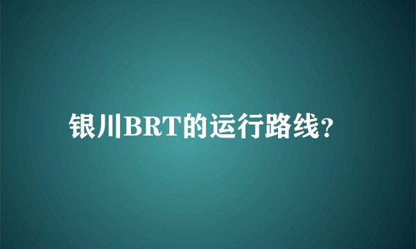银川BRT的运行路线？