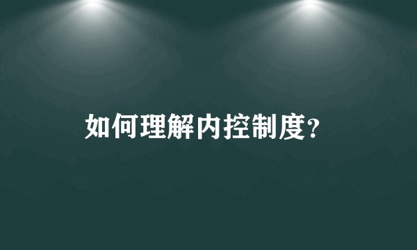 如何理解内控制度？