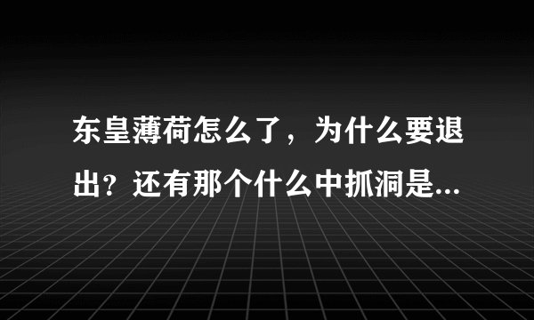 东皇薄荷怎么了，为什么要退出？还有那个什么中抓洞是什么东西???求好人告诉我