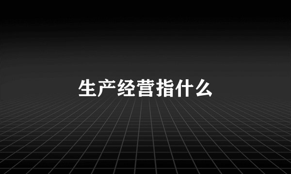 生产经营指什么