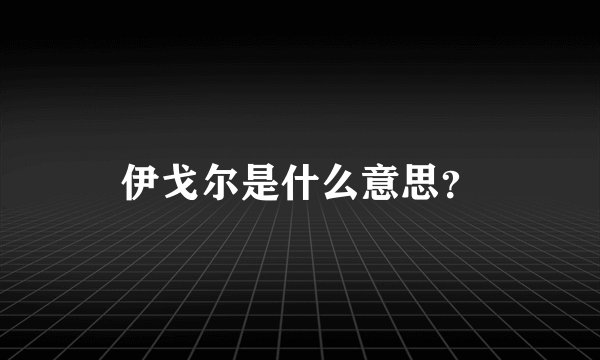 伊戈尔是什么意思？