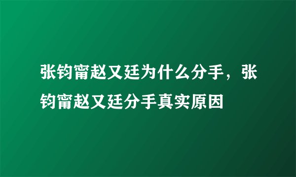 张钧甯赵又廷为什么分手，张钧甯赵又廷分手真实原因