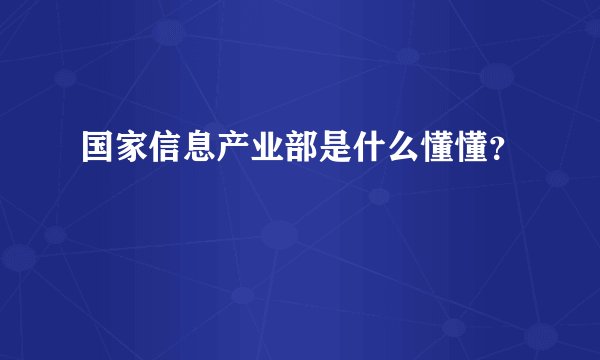 国家信息产业部是什么懂懂？