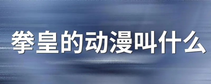 拳皇的动漫叫什么 一起来看看