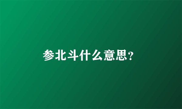 参北斗什么意思？