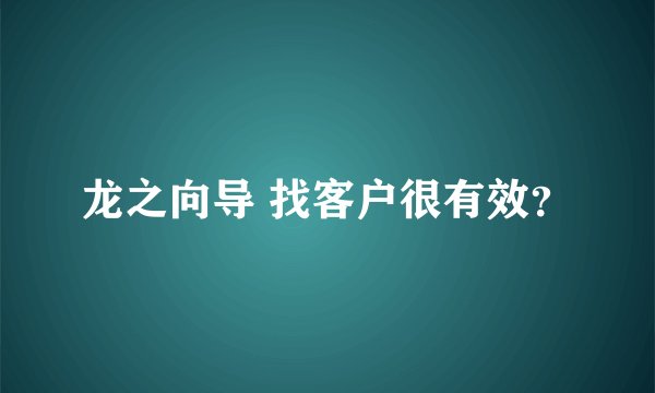 龙之向导 找客户很有效？