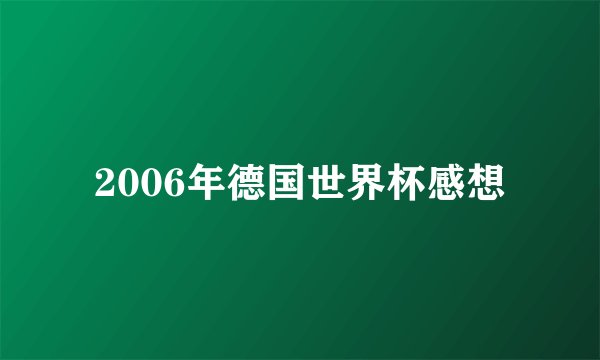 2006年德国世界杯感想