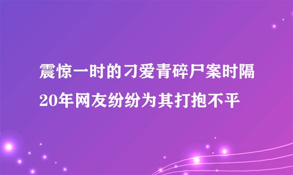 震惊一时的刁爱青碎尸案时隔20年网友纷纷为其打抱不平