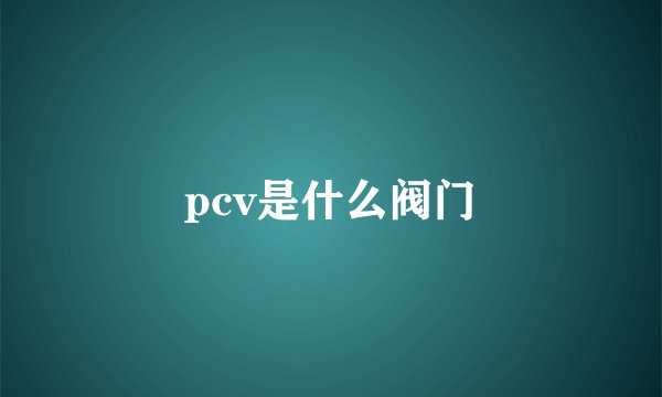 pcv是什么阀门