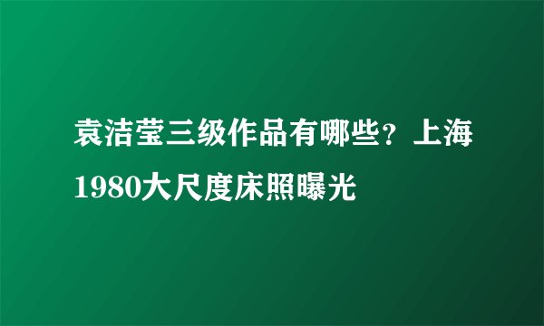 袁洁莹三级作品有哪些？上海1980大尺度床照曝光