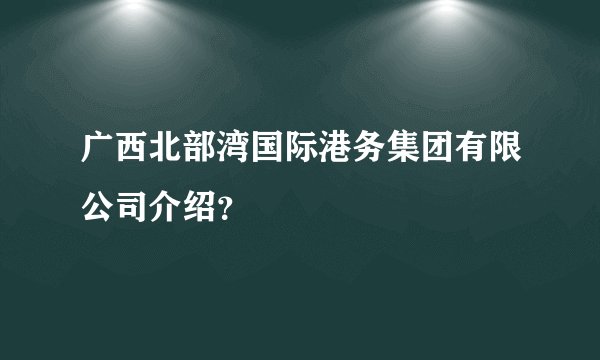 广西北部湾国际港务集团有限公司介绍?