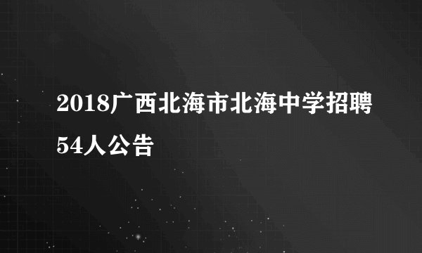 2018广西北海市北海中学招聘54人公告