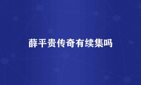 薛平贵传奇有续集吗