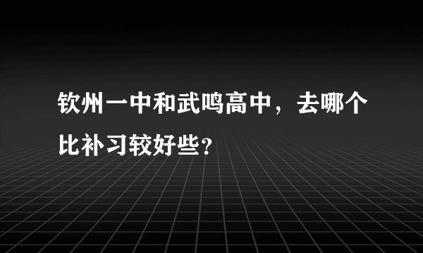 钦州一中和武鸣高中，去哪个比补习较好些？