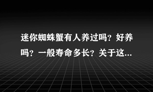 迷你蜘蛛蟹有人养过吗？好养吗？一般寿命多长？关于这种螃蟹的资料几乎没有，只知道可以深水，放草缸里不？