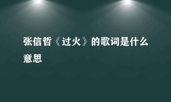 张信哲《过火》的歌词是什么意思