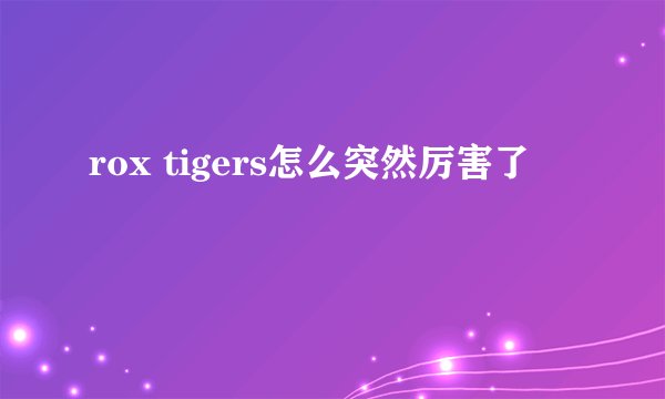 rox tigers怎么突然厉害了