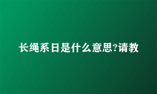 长绳系日是什么意思?请教