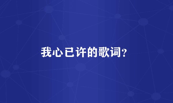 我心已许的歌词？