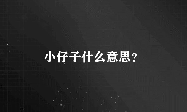 小仔子什么意思？