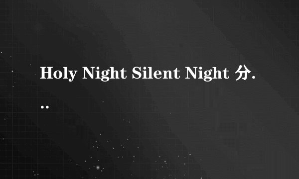 Holy Night Silent Night 分别是什么意思？ 两个是不是一样的意思。