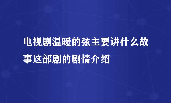 电视剧温暖的弦主要讲什么故事这部剧的剧情介绍