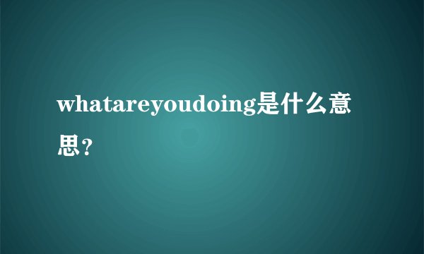whatareyoudoing是什么意思？