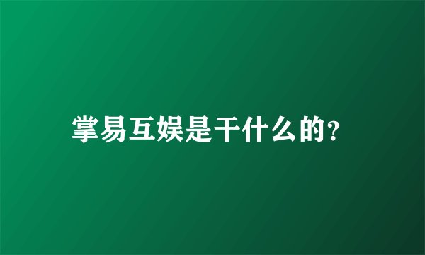 掌易互娱是干什么的？