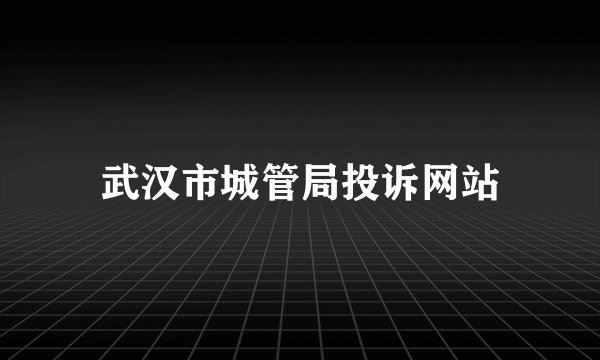 武汉市城管局投诉网站