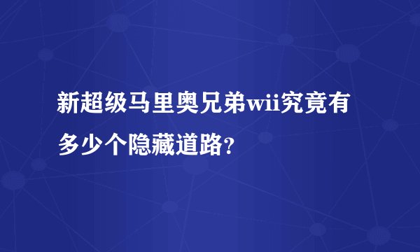 新超级马里奥兄弟wii究竟有多少个隐藏道路？